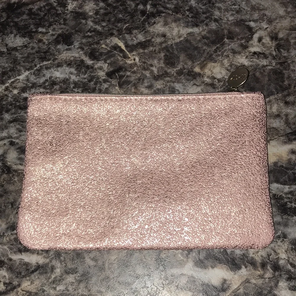 Ipsy Glam Zippered Cosmetic Make Up Pouch for Travel Textured Pink
